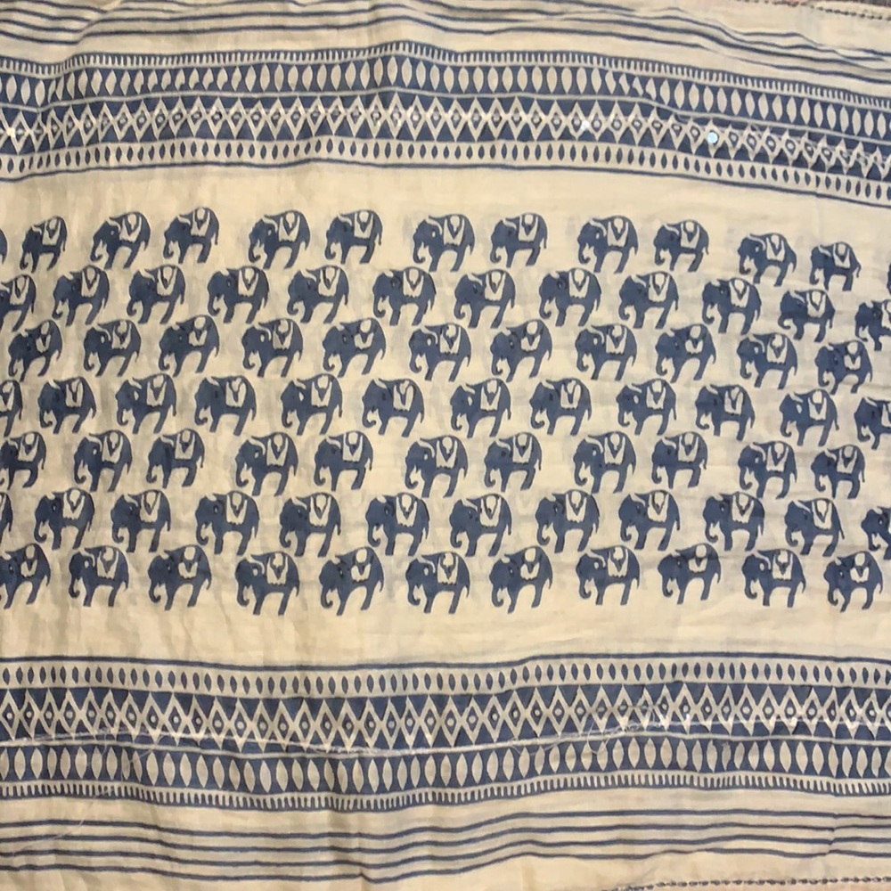 NEW Blue Elephant Scarf with Sequins